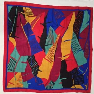 Vintage 90s Perry Ellis Cotton Wool Blend Square Wrap Scarf